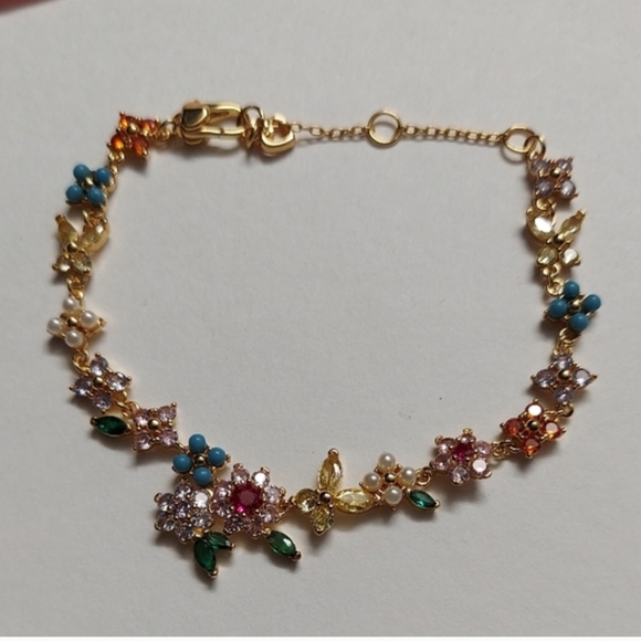Kate Spade Gold Bracelet with Multicolor Floral Charms - Picture 7 of 7